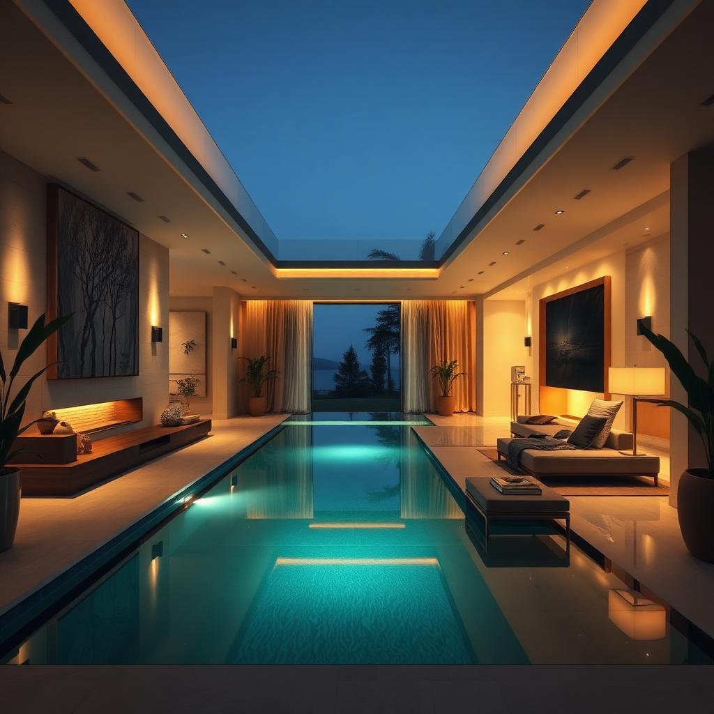 Cinematic still from a luxury villa walkthrough